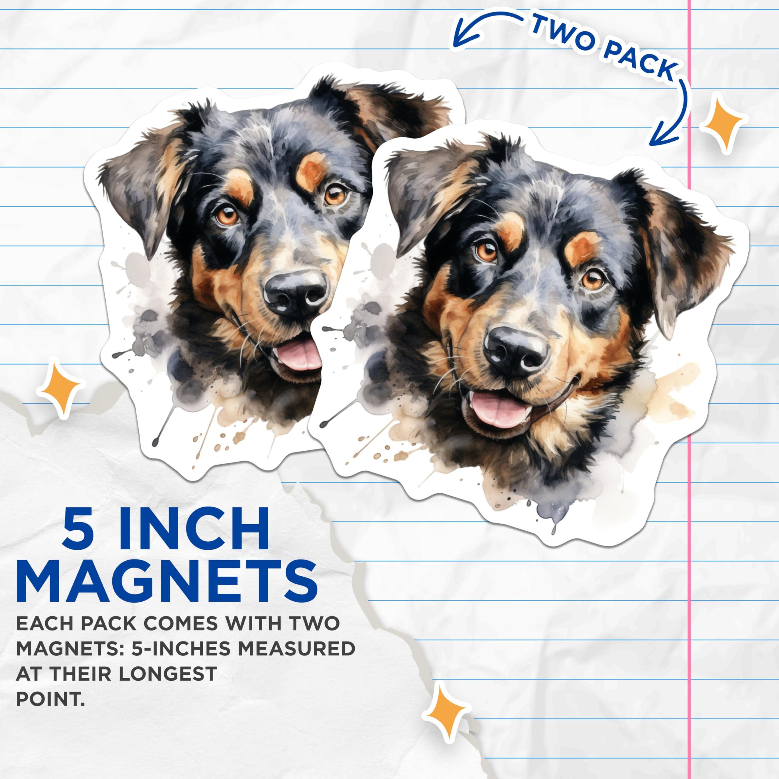 (2 Pack) Bernese Mountain Dog Magnets - Watercolor Dog Lover Art - Fridge Kitchen Decor - 5 Inches On Longest Side - Thick Durable Magnet - Made in USA - MAG26752