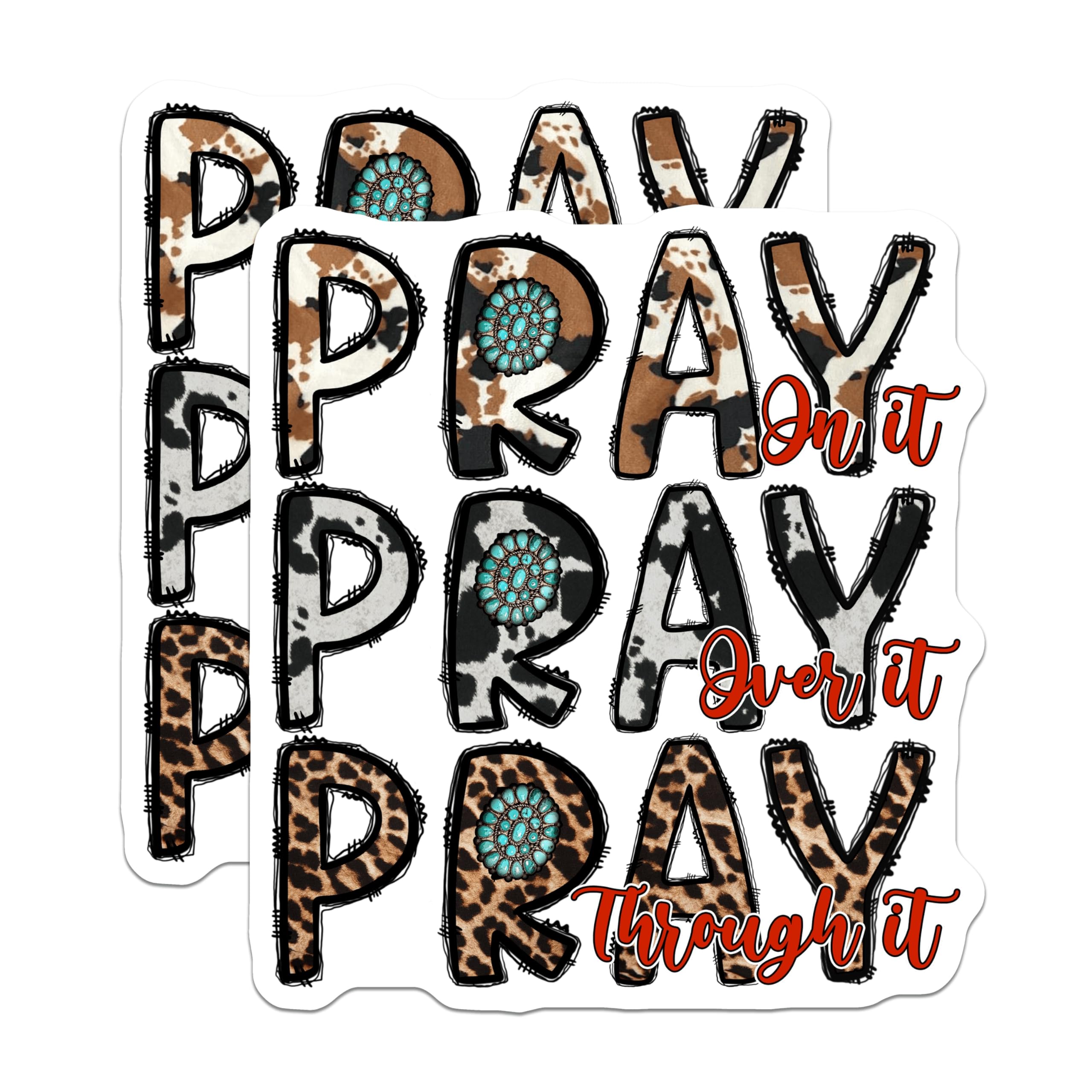 (2 Pack) Pray On It Magnets - Western Faith Decor - Christian Inspirational Cowgirl Style - 5 Inches On Longest Side - Thick Durable Magnet - Made in USA - MAG27318