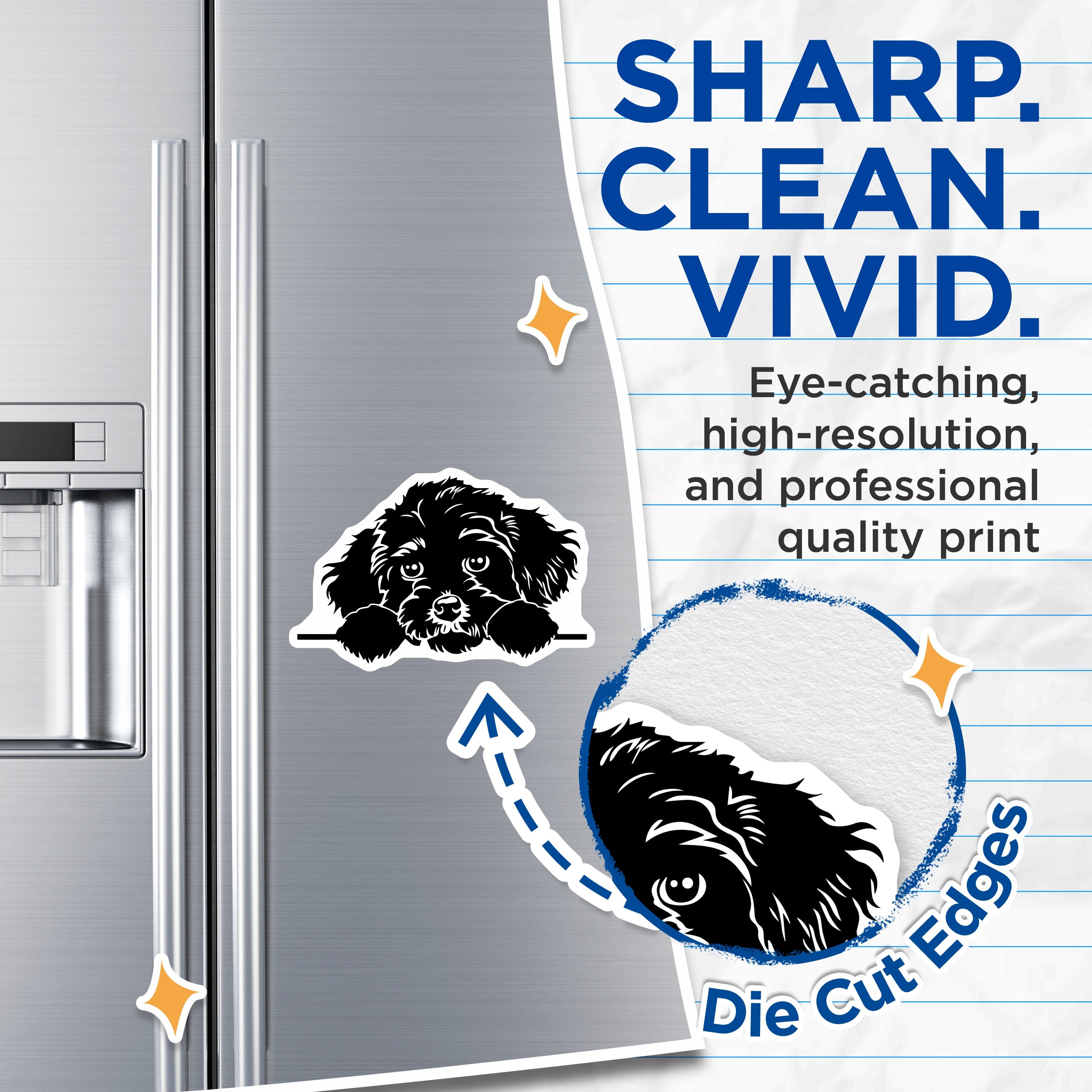(2 Pack) Cute Poodle Dog Magnets - Peekaboo Puppy Refrigerator - Pet Vehicle Decor - 5 Inches On Longest Side - Thick Durable Magnet - Made in USA - MAG38650