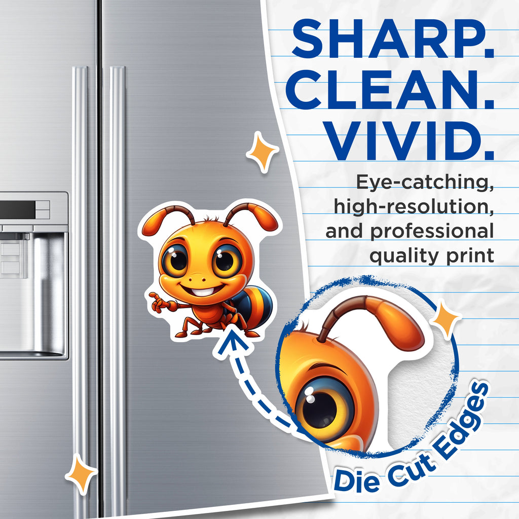 (2 Pack) Cute Ant Character Magnets - Kawaii Animal Fridge Decor - Playful Office Locker Embellishments - 5 Inches On Longest Side - Thick Durable Magnet - Made in USA - MAG39226