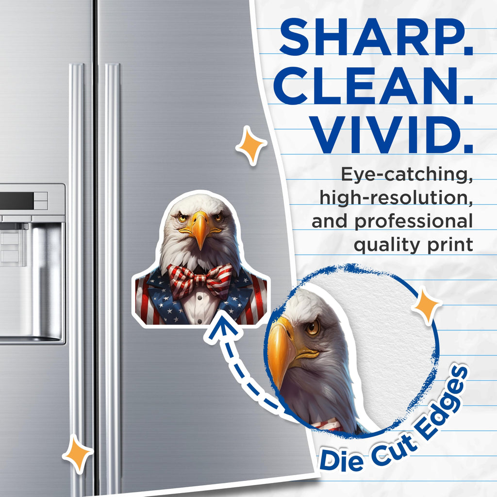 (2 Pack) American Eagle Magnets - Patriotic Suit Decor - Freedom Symbol Display - 5 Inches On Longest Side - Thick Durable Magnet - Made in USA - MAG23066