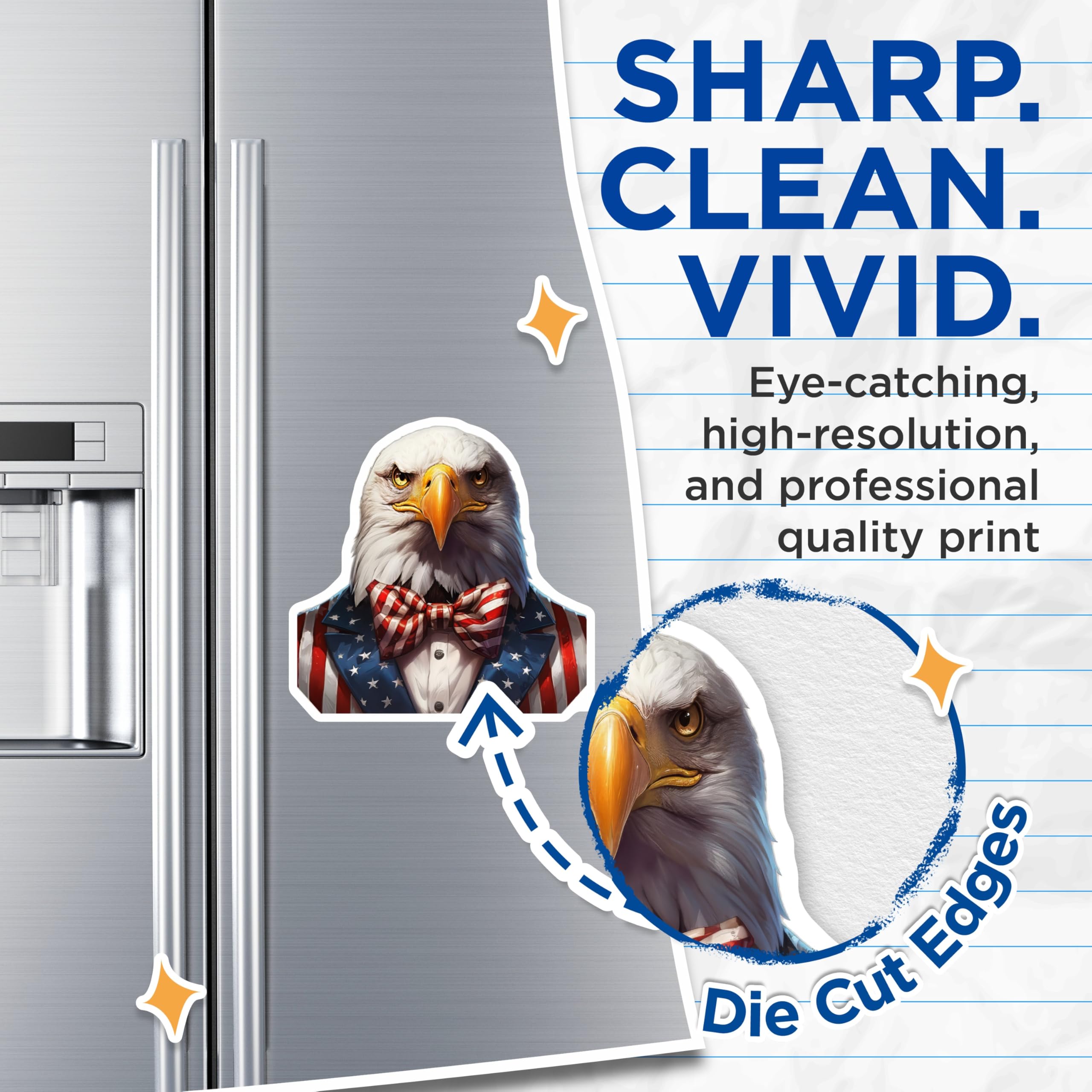 (2 Pack) American Eagle Magnets - Patriotic Suit Decor - Freedom Symbol Display - 5 Inches On Longest Side - Thick Durable Magnet - Made in USA - MAG23066