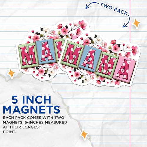 (2 Pack) Mama Magnets - Fridge Locker Refrigerator Decor - 5" On Longest Side - for Cars, Fridges, Toolboxes - Made in USA - MAG8175