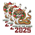 (3 Pack) Year of The Snake 2025 Decals - Chinese Zodiac - Lunar New Year - 3 Inches On Longest Side - Easy Peel & Apply - Made in USA - 3MCS4944
