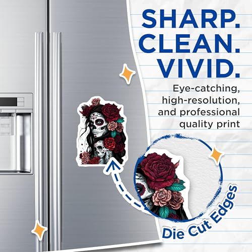 (2 Pack) Sugar Skull Magnets Magnets - Day of The Dead - 5" On Longest Side - Made in USA - Sticks to Refrigerators & Metal Surfaces - MAG9205