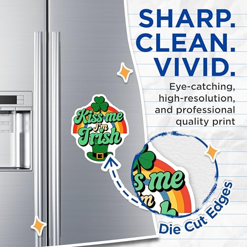 (2 Pack) Kiss Me I'm Irish Magnets - St Patrick's Day Rainbow - Shamrock Hat ation - 5" On Longest Side - for Cars, Fridges, Toolboxes - Made in USA - MAG3921