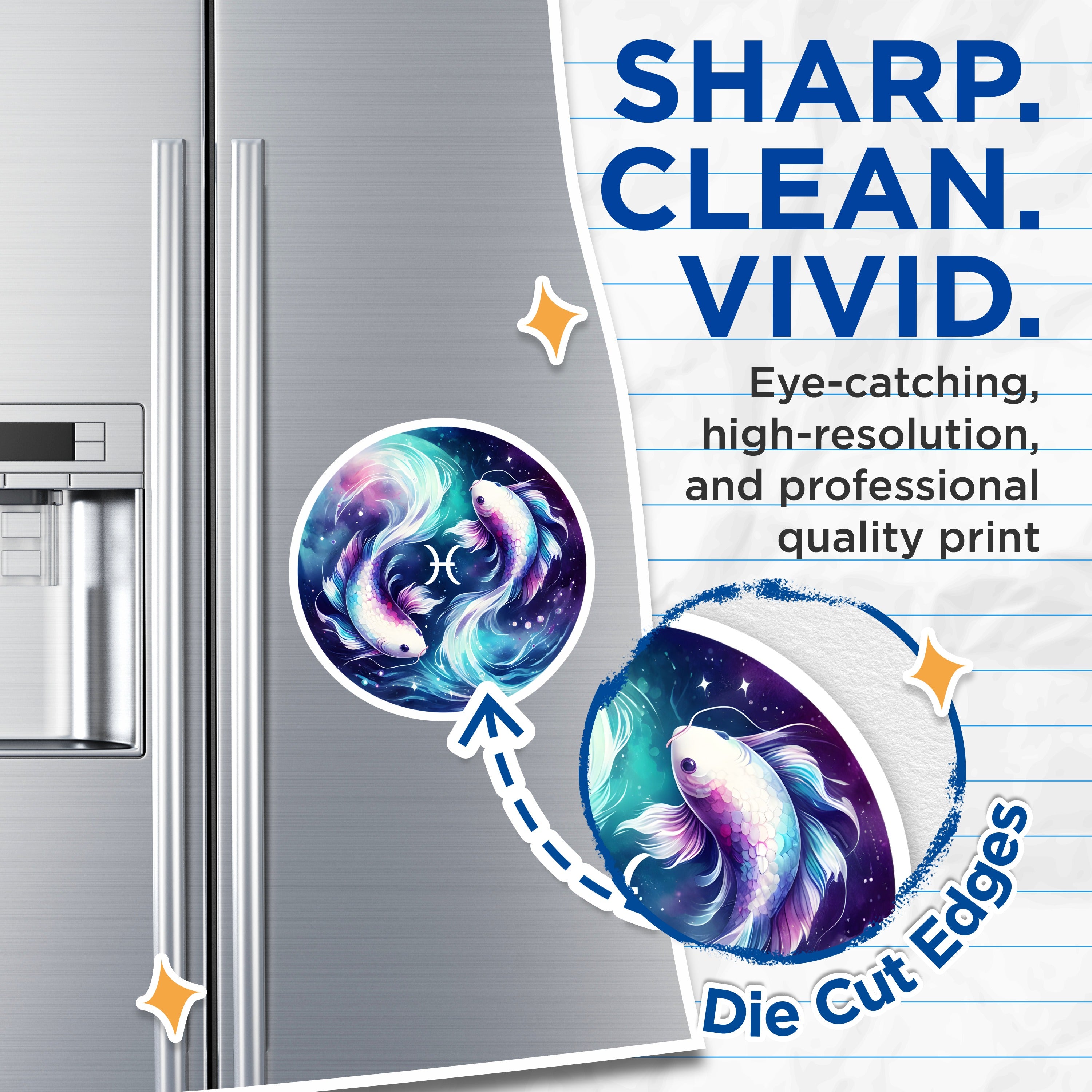 (2 Pack) Pisces Zodiac Fish Magnets - Astrology Horoscope Star Sign - Mystical Celestial - 5 Inches On Longest Side - Thick Durable Magnet - Made in USA - MAG37363
