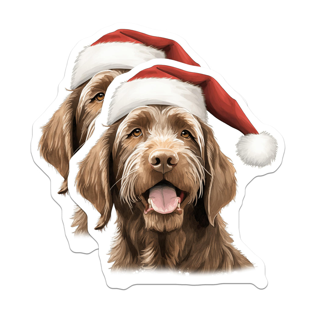 (2 Pack) Christmas Dog Magnets - Santa Hat Dog - Holiday Pet Decor - Festive Dog Lover Gifts - 5 Inches On Longest Side - Thick Durable Magnet - Made in USA - MAG28810