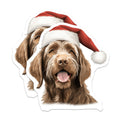 (2 Pack) Christmas Dog Magnets - Santa Hat Dog - Holiday Pet Decor - Festive Dog Lover Gifts - 5 Inches On Longest Side - Thick Durable Magnet - Made in USA - MAG28810