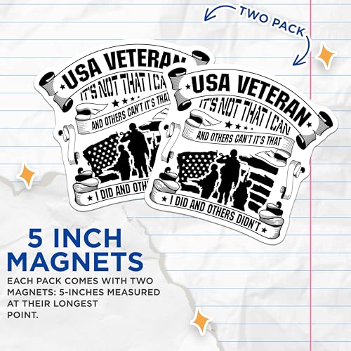 (2 Pack) USA Veteran Magnets Magnets - 5" On Longest Side - Made in USA - Sticks to Refrigerators & Metal Surfaces - MAG8916