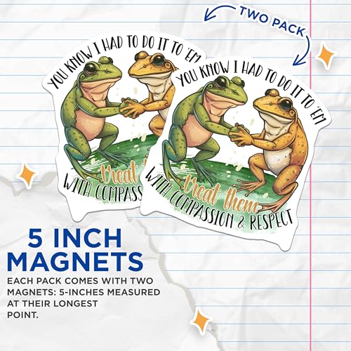(2 Pack) Frog Companionship Magnets - Inspirational Animal Quotes - Wildlife Awareness - 5" On Longest Side - for Cars, Fridges, Toolboxes - Made in USA - MAG4356