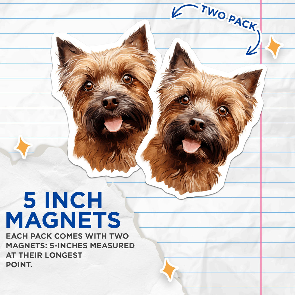 (2 Pack) Cairn Terrier Magnets - Dog Mom Decor - Pet Parent Present - Cute Animal Art - 5 Inches On Longest Side - Thick Durable Magnet - Made in USA - MAG29994