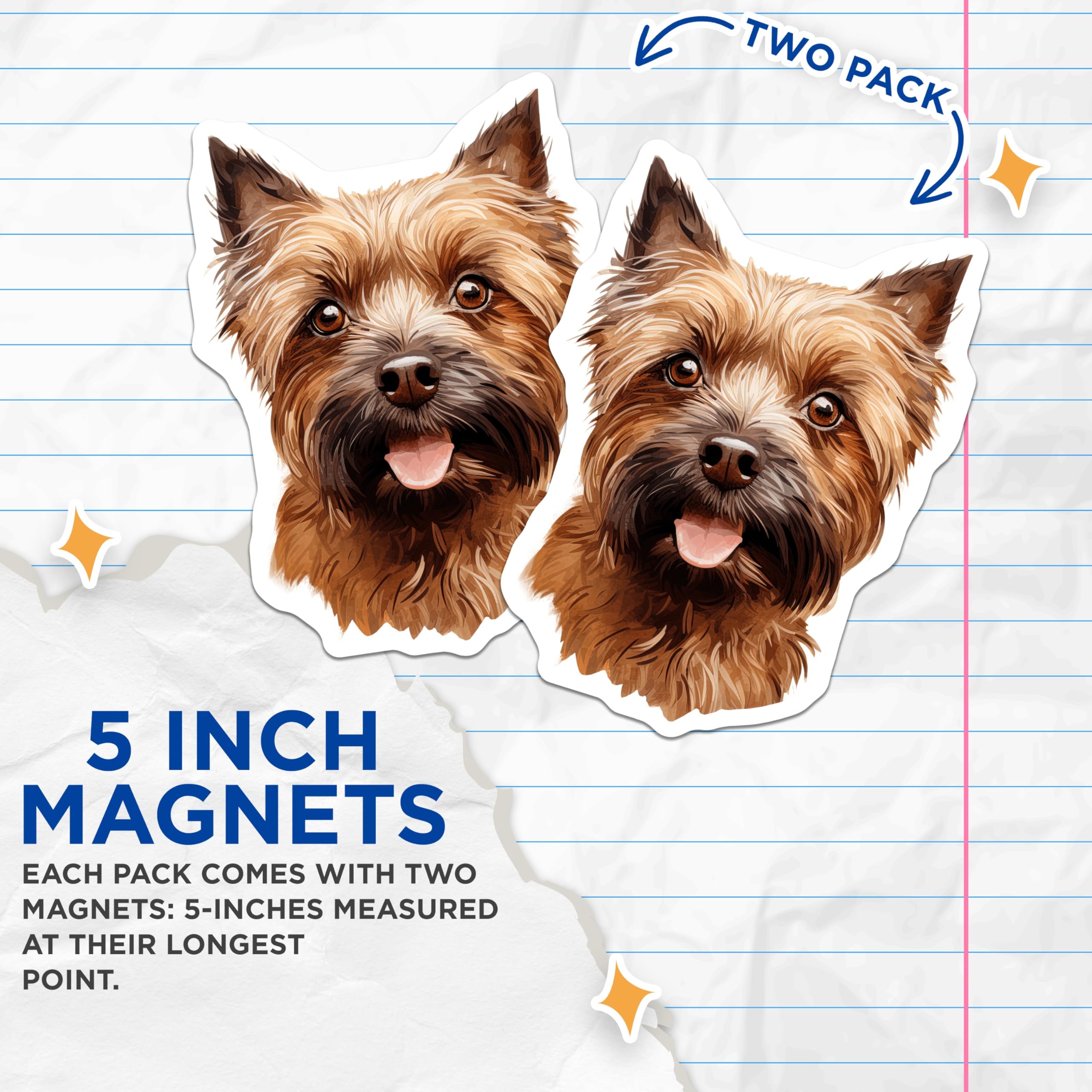 (2 Pack) Cairn Terrier Magnets - Dog Mom Decor - Pet Parent Present - Cute Animal Art - 5 Inches On Longest Side - Thick Durable Magnet - Made in USA - MAG29994