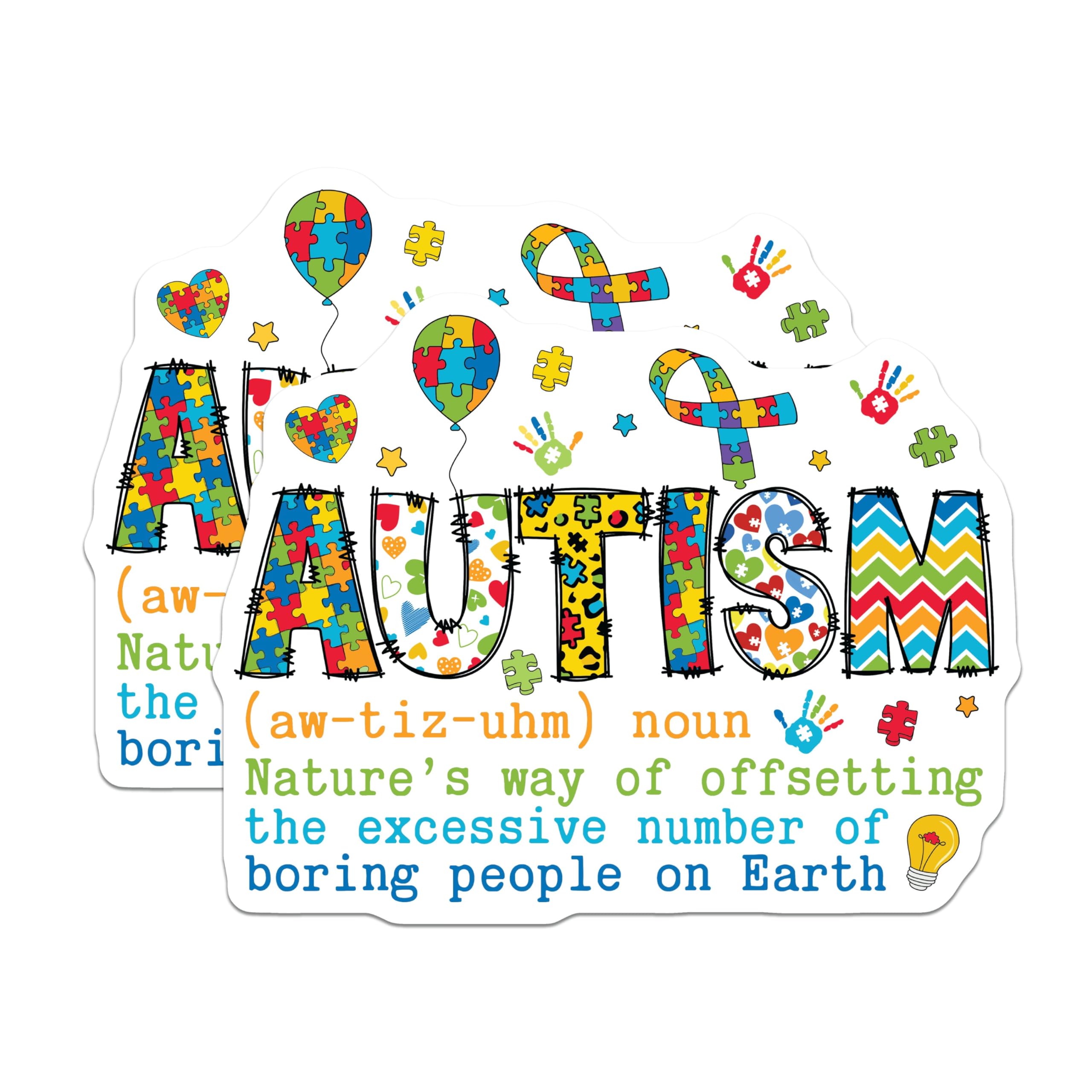 (2 Pack) Autism Awareness Stickers - Puzzle Piece - Inspirational Quote - 5" On Longest Side - Sticks to Smooth Flat Surfaces - Made in USA - BMCS8525