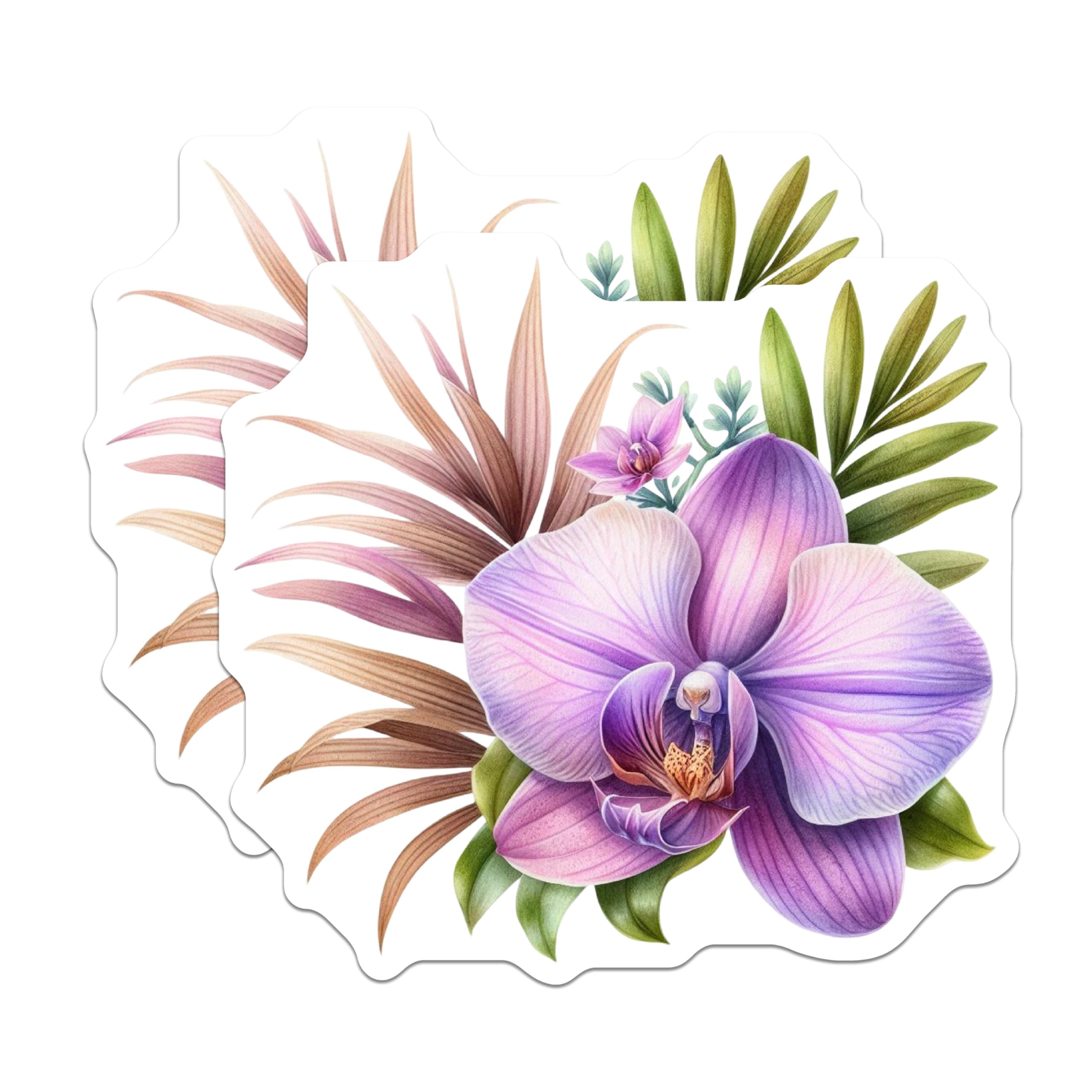 (2 Pack) Purple Orchid Magnets - Tropical Floral Decor - Botanical Refrigerator Accent - 5 Inches On Longest Side - Thick Durable Magnet - Made in USA - MAG20204