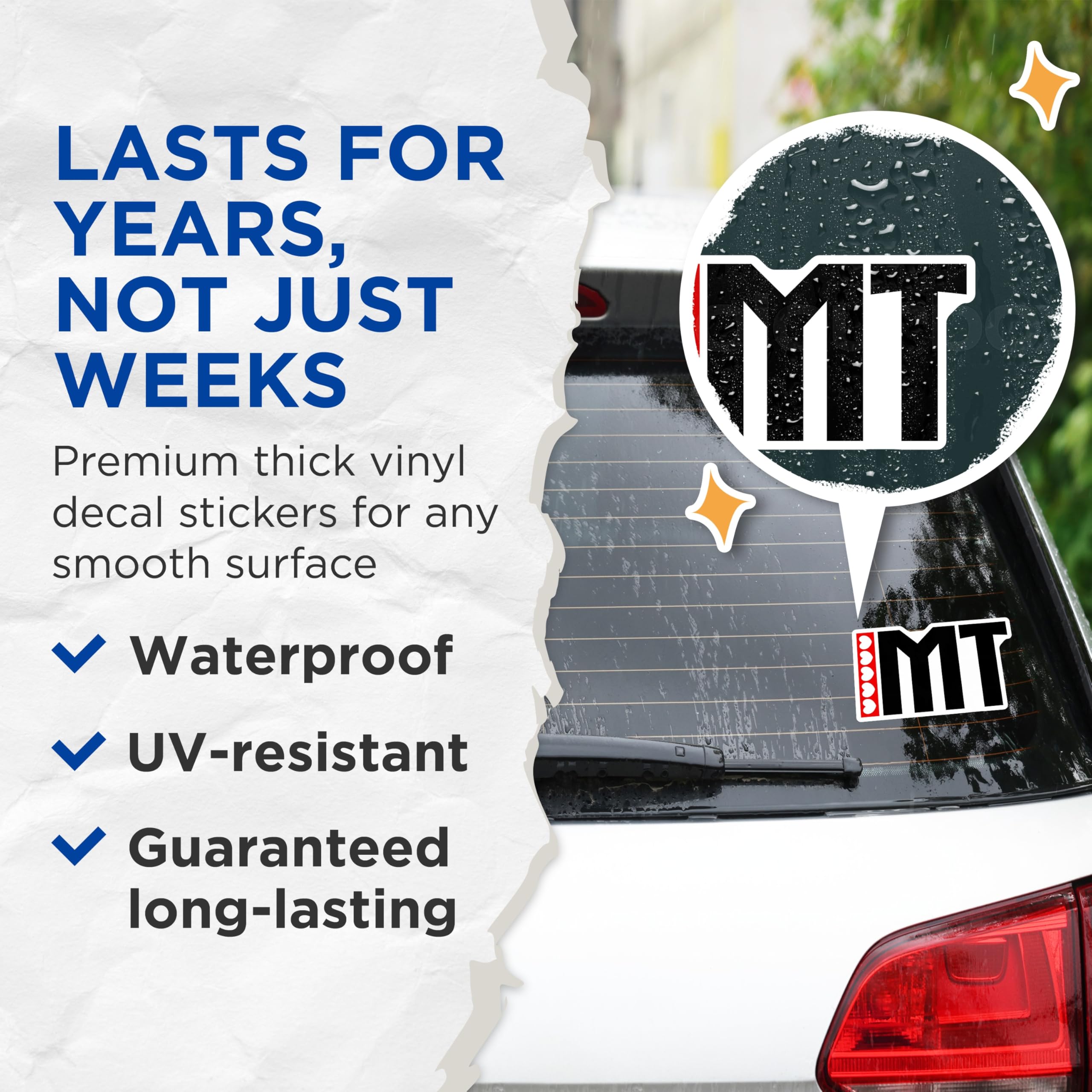 (2 Pack) I Heart MT Stickers - Initial Stickers - Love MT - 5" On Longest Side - Sticks to Smooth Flat Surfaces - Made in USA - BMCS17666