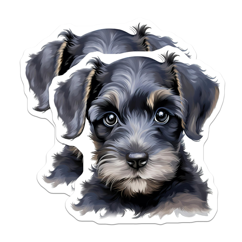 (2 Pack) Schnauzer Puppy Magnets - Cute Dog Art - Pet Lover Decor - 5 Inches On Longest Side - Thick Durable Magnet - Made in USA - MAG24719