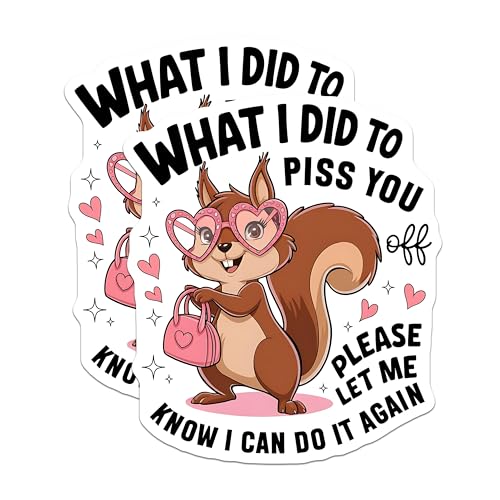 (2 Pack) Funny Squirrel Stickers - Cute Animal Stickers - Humorous Car Decals - 5" On Longest Side - Sticks to Smooth Flat Surfaces - Made in USA - BMCS5561