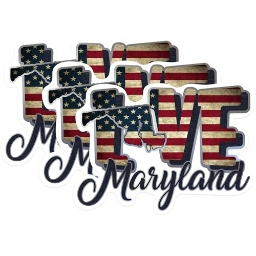 (3 Pack) Maryland Decals - Patriotic State Pride - Laptop Decals - 3 Inches On Longest Side - Easy Peel & Apply - Made in USA - 3MCS0311