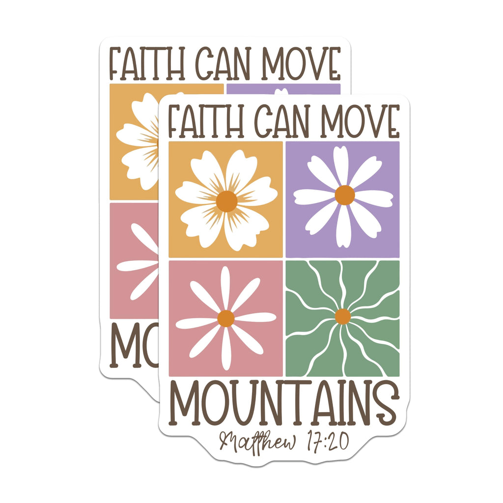 (2 Pack) Faith Can Move Mountains Magnets - Matthew 17:20 - Religious Verse Decor - 5" On Longest Side - Premium Magnet - for Cars, Refrigerators, Toolboxes, Lockers - Made in USA - MAG17090