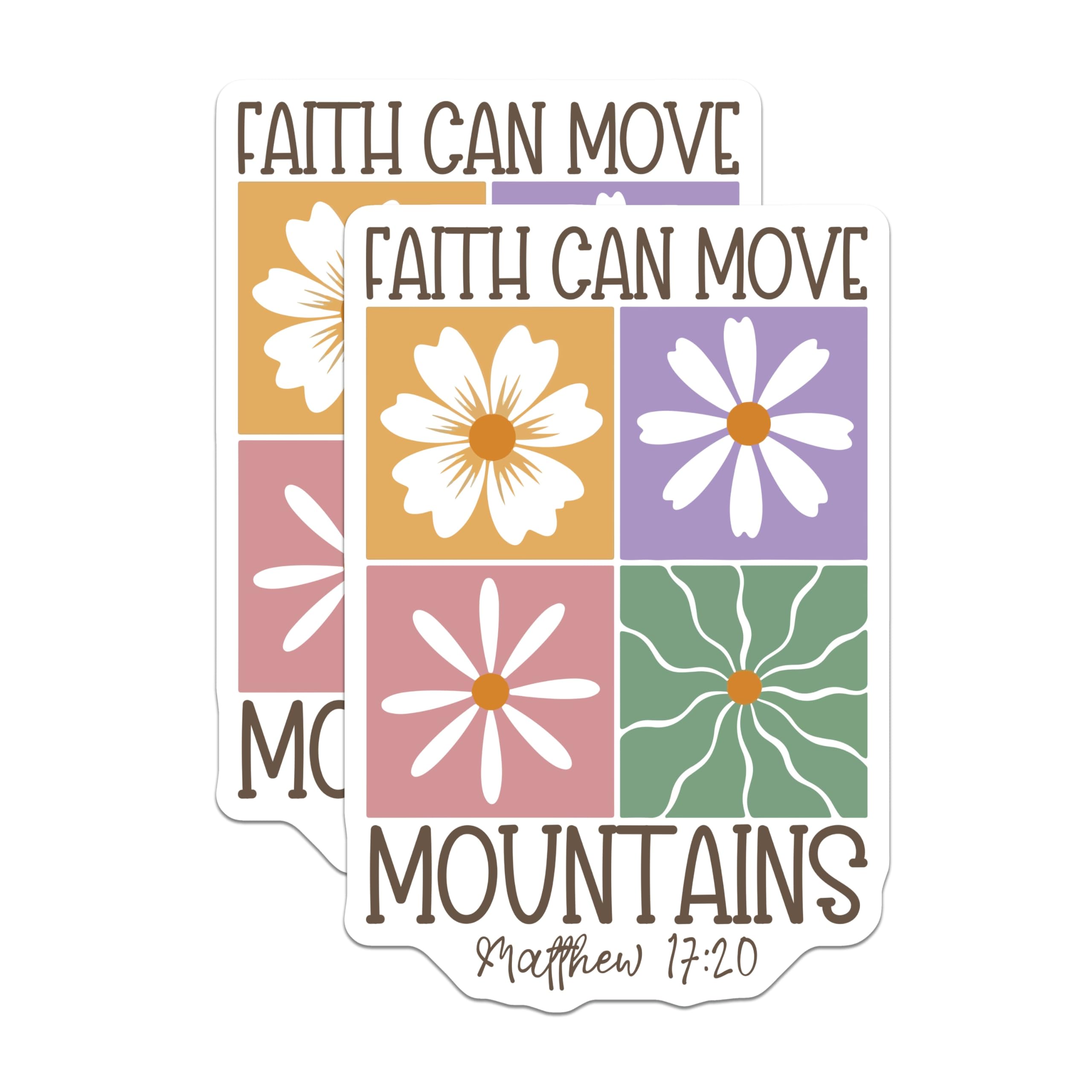 (2 Pack) Faith Can Move Mountains Magnets - Matthew 17:20 - Religious Verse Decor - 5" On Longest Side - Premium Magnet - for Cars, Refrigerators, Toolboxes, Lockers - Made in USA - MAG17090