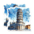 (2 Pack) Leaning Tower of Pisa Stickers - Italian Landmark Stickers - Travel Souvenir Stickers - 5" On Longest Side - Sticks to Smooth Flat Surfaces - Made in USA - BMCS5195