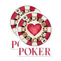 (2 Pack) Poker Stickers - Heart Poker Chip - Playing Card Stickers - 5" On Longest Side - Sticks to Smooth Flat Surfaces - Made in USA - BMCS6587