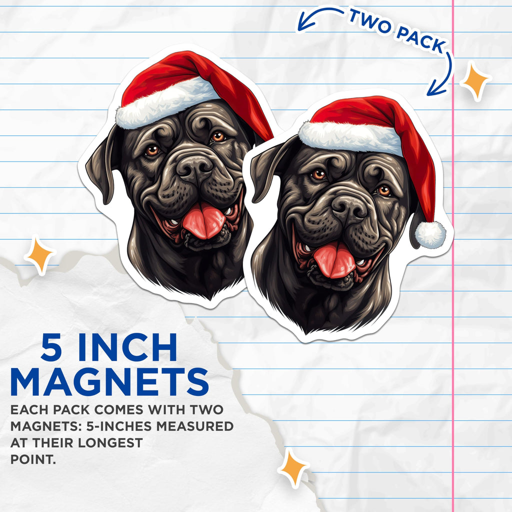 (2 Pack) Christmas Dog Magnets - Santa Hat Pet Magnet - Holiday Dog Decor - 5 Inches On Longest Side - Thick Durable Magnet - Made in USA - MAG30641