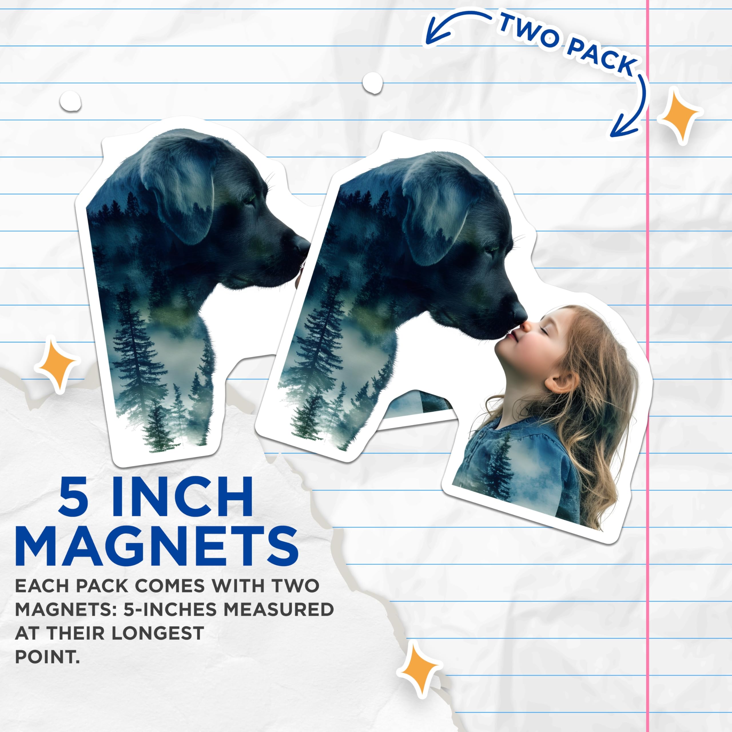 (2 Pack) Labrador Dog Magnets - Girl Kissing Dog - Animal Lover Refrigerator Decor - 5" On Longest Side - Premium Magnet - for Cars, Refrigerators, Toolboxes, Lockers - Made in USA - MAG14179