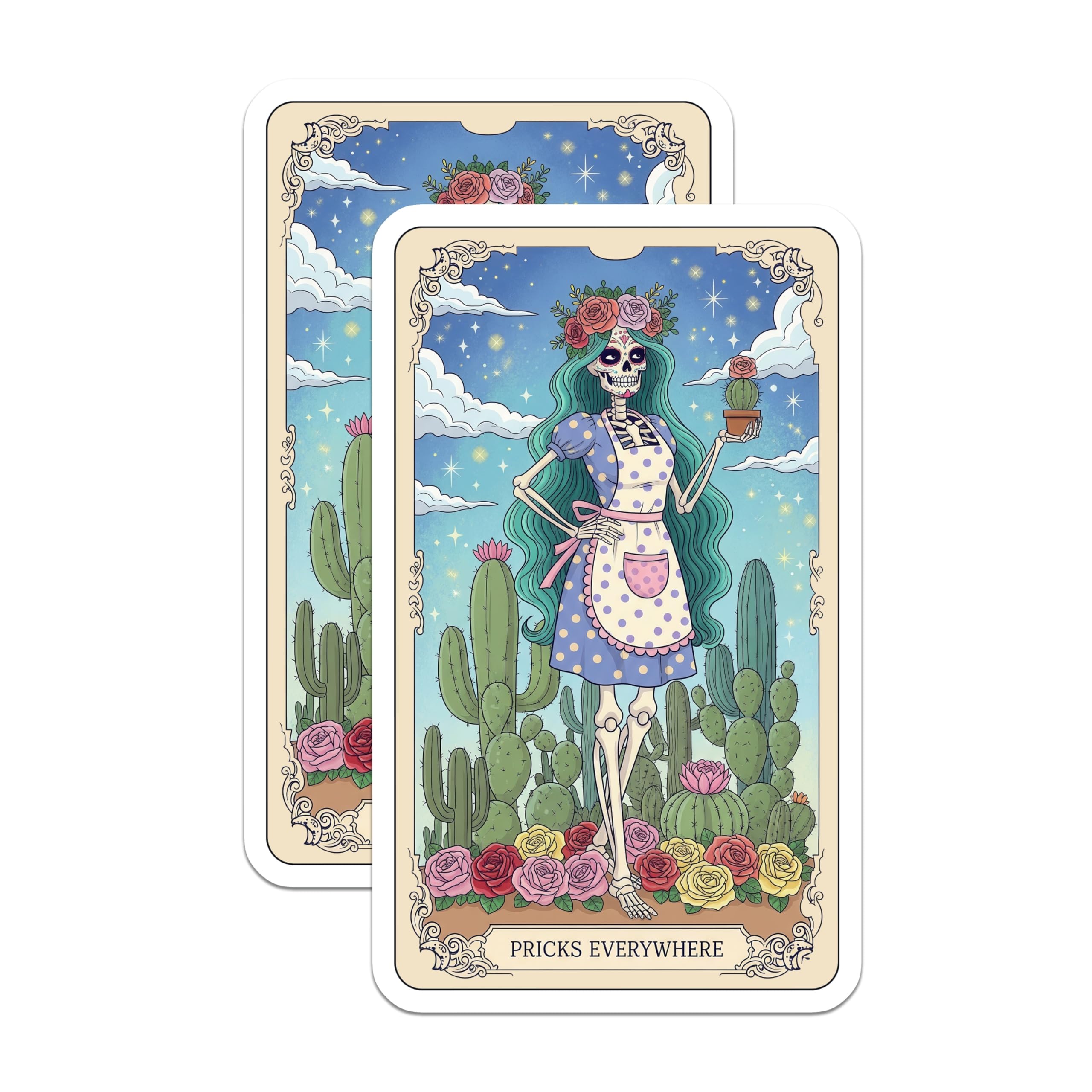 (2 Pack) Skeleton Lady Magnets - Funny Cactus Decor - Unique Kitchen Fridge Magnet - 5" On Longest Side - Premium Magnet - for Cars, Refrigerators, Toolboxes, Lockers - Made in USA - MAG14968