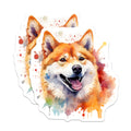 (2 Pack) Shiba Inu Dog Magnets - Watercolor Pet Art - Happy Dog Lover Decor - 5 Inches On Longest Side - Thick Durable Magnet - Made in USA - MAG25990