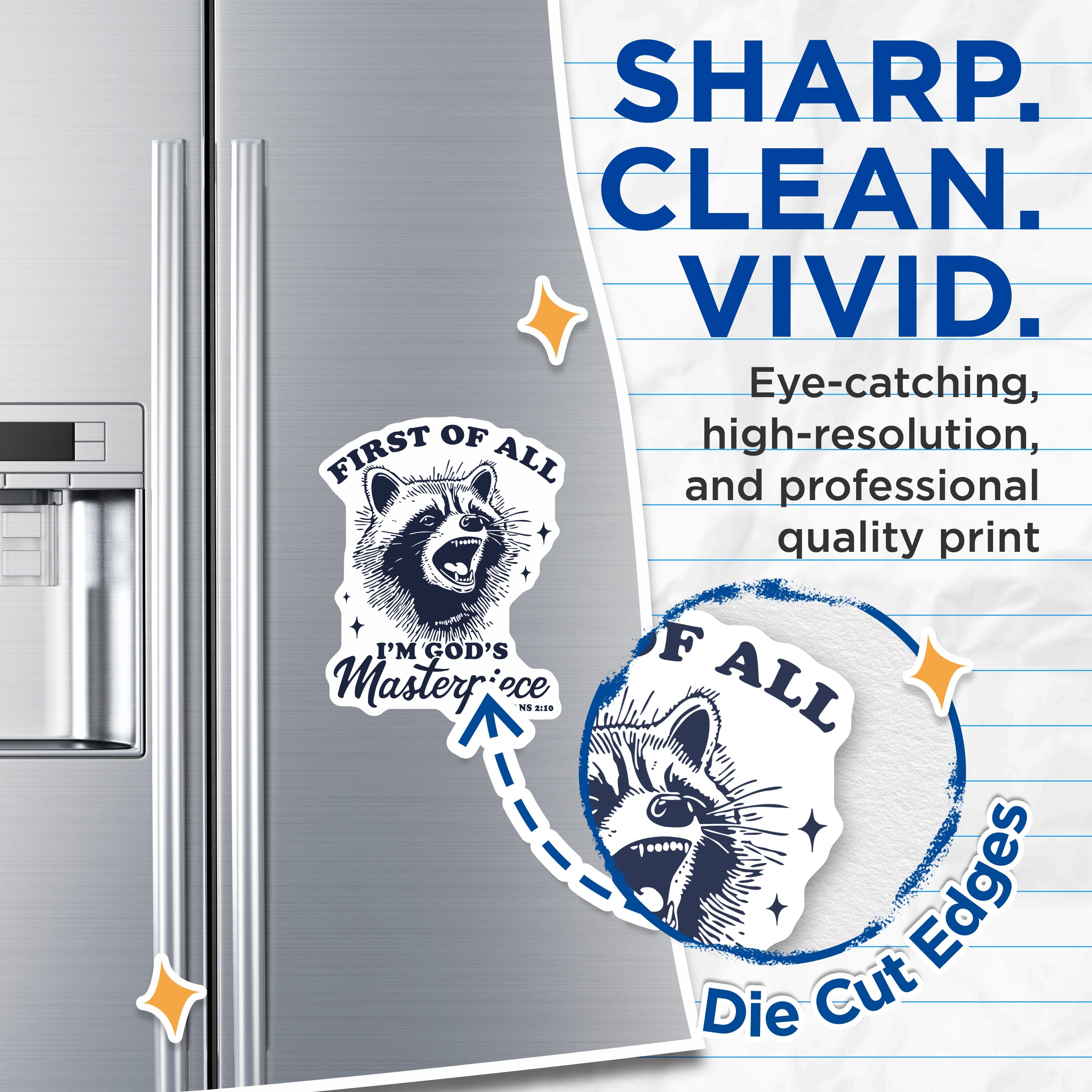 (2 Pack) Gods Masterpiece Magnets - Raccoon Christian Affirmation - Bible Verse Fridge Decor - 5 Inches On Longest Side - Thick Durable Magnet - Made in USA - MAG38047