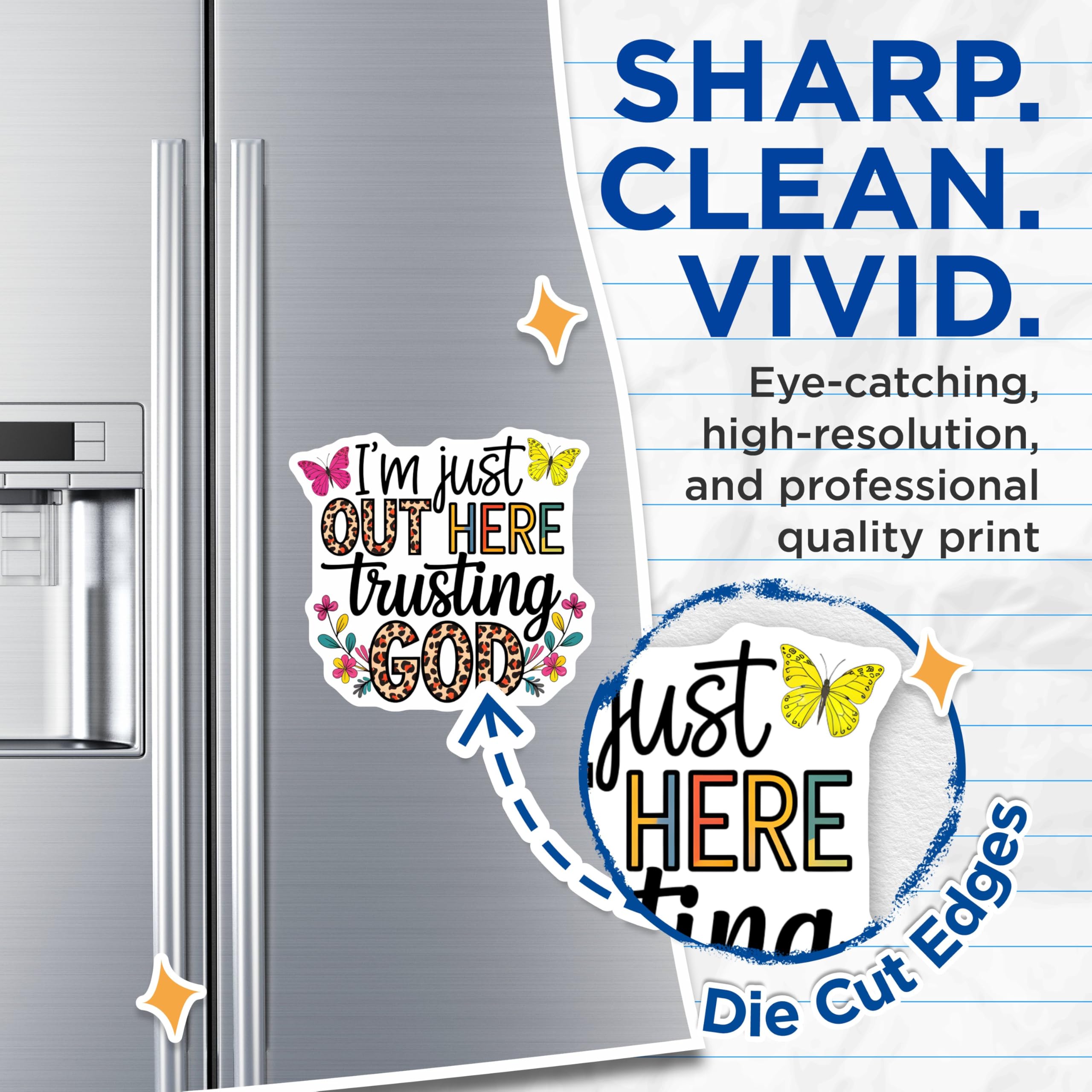 (2 Pack) Inspirational Faith Magnets - Out Here Trusting God - Christian Home - Spiritual Inspirational Magnets - 5" On Longest Side - for Cars, Fridges, Toolboxes - Made in USA - MAG4117