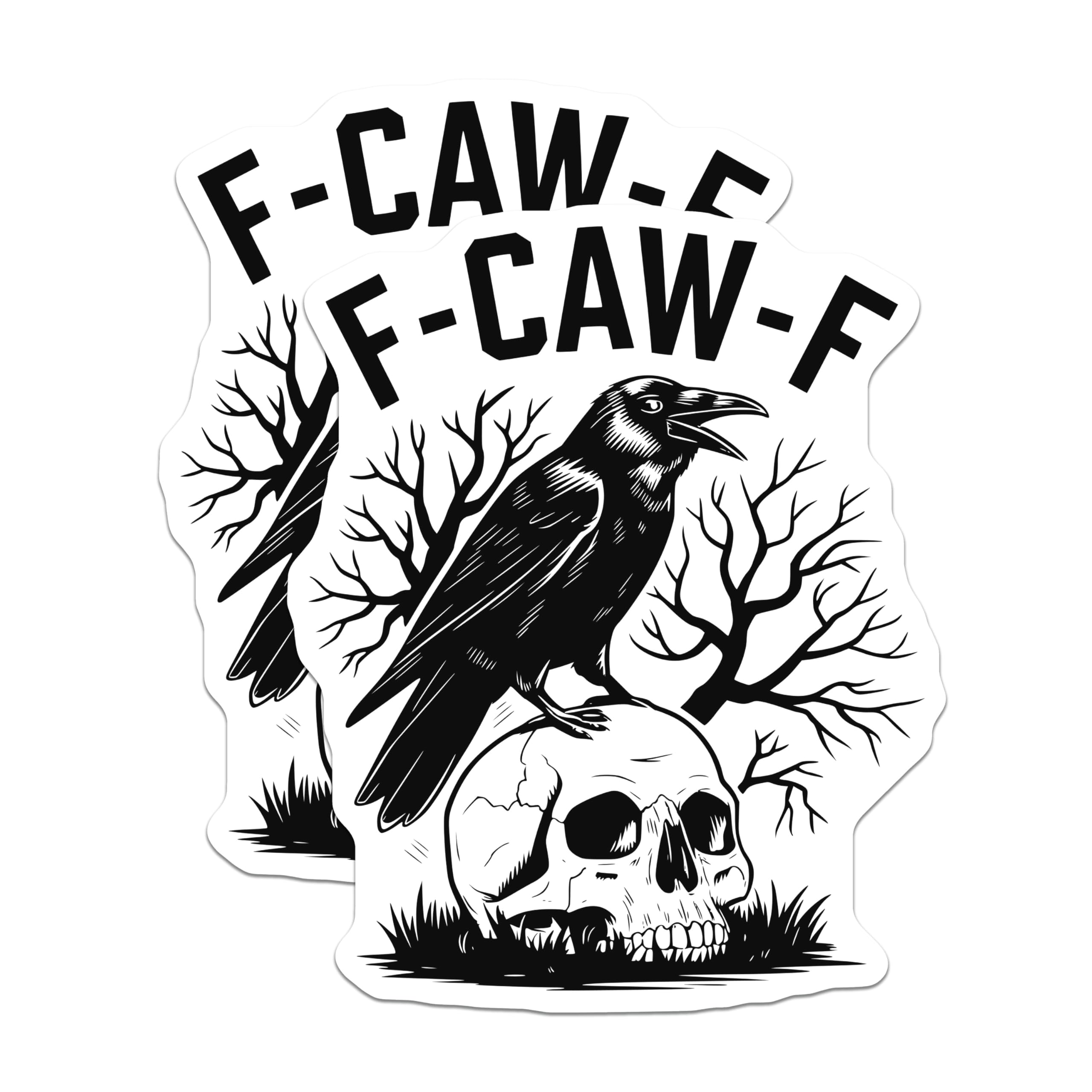 (2 Pack) Raven Skull Magnets - Gothic Magnet Set - F-CAW-F Design - 5" On Longest Side - Premium Magnet - for Cars, Refrigerators, Toolboxes, Lockers - Made in USA - MAG14429
