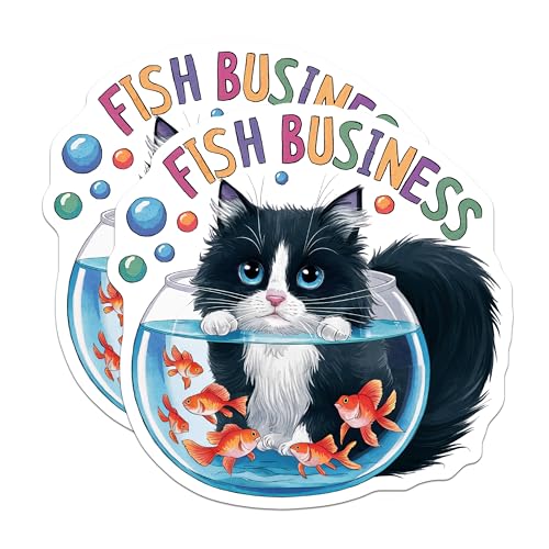 (2 Pack) Cat in Fish Bowl Magnets Magnets - Cat Lovers Decor - 5" On Longest Side - Made in USA - Sticks to Refrigerators & Metal Surfaces - MAG8768