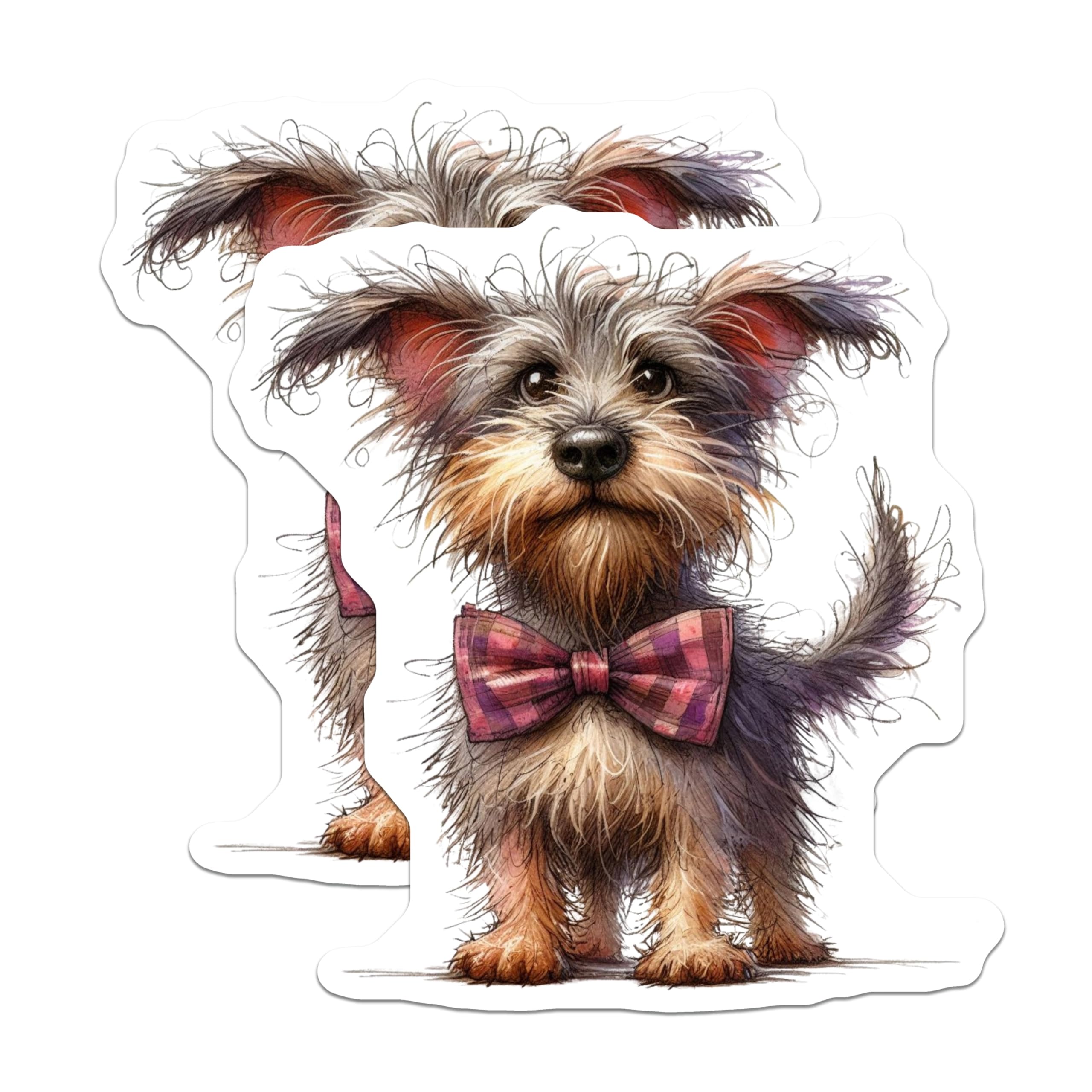 (2 Pack) Scruffy Puppy Magnets - Cute Terrier Dog Decor - Adorable Pet Lover Fridge Art - 5 Inches On Longest Side - Thick Durable Magnet - Made in USA - MAG23802