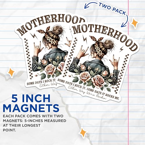 (2 Pack) Fun Mom Decor Magnet - Inspirational Quote - 5" On Longest Side - Sticks to Smooth Flat Surfaces - Made in USA - MAG10230