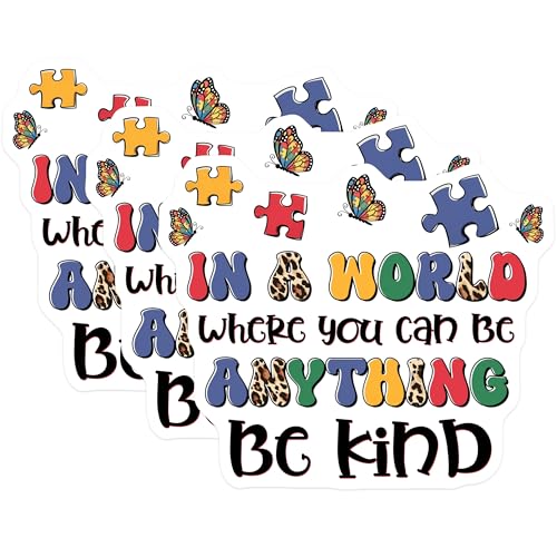 (3 Pack) Be Kind Decals - Autism Awareness Stickers - Butterfly Decals - 3 Inches On Longest Side - Easy Peel & Apply - Made in USA - 3MCS7191
