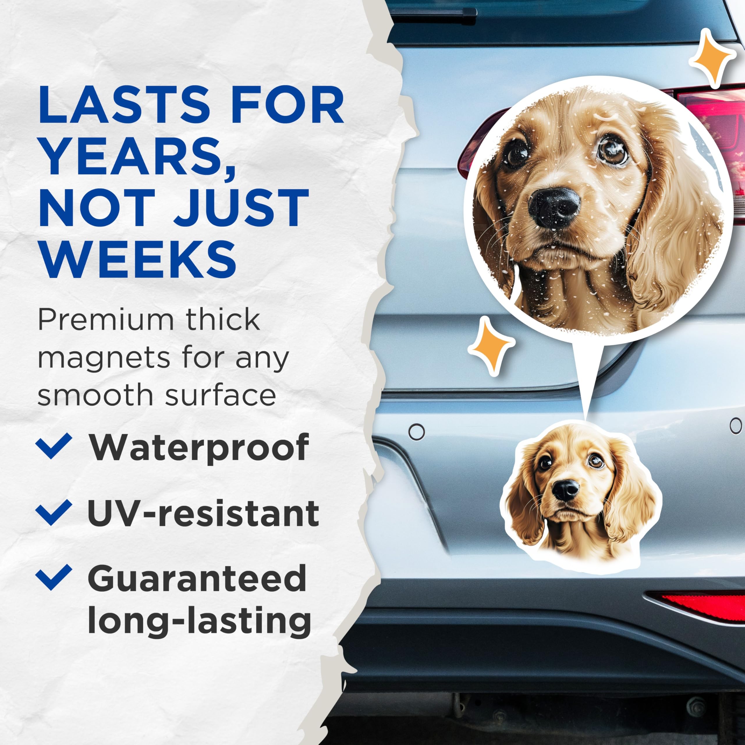 (2 Pack) Adorable Puppy Magnets - Cute Dog Art Magnet - Pet Lover Fridge Decor - Dog Mom Dad Present - 5 Inches On Longest Side - Thick Durable Magnet - Made in USA - MAG28323