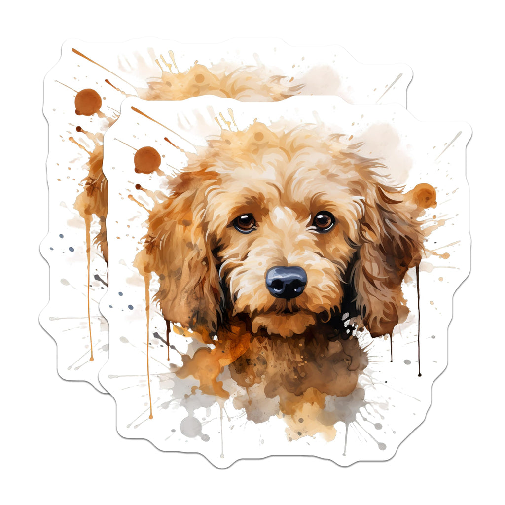 (2 Pack) Goldendoodle Magnets - Artistic Watercolor Puppy Dog - Adorable Pet Lover Fridge Kitchen Accessory Collection - 5 Inches On Longest Side - Thick Durable Magnet - Made in USA - MAG23604