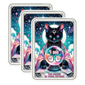 (3 Pack) Fortune Cat Decals - Toe Beans Future - Mystic Kitty Laptop Decal - 3 Inches On Longest Side - Easy Peel & Apply - Made in USA - 3MCS1410