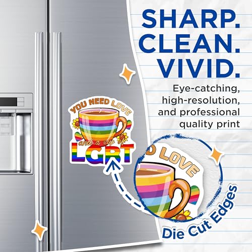 (2 Pack) You Need Love and a Cup of LGBT Magnets Magnets - Rainbow Coffee Cup Decor - 5" On Longest Side - Made in USA - Sticks to Refrigerators & Metal Surfaces - MAG9197