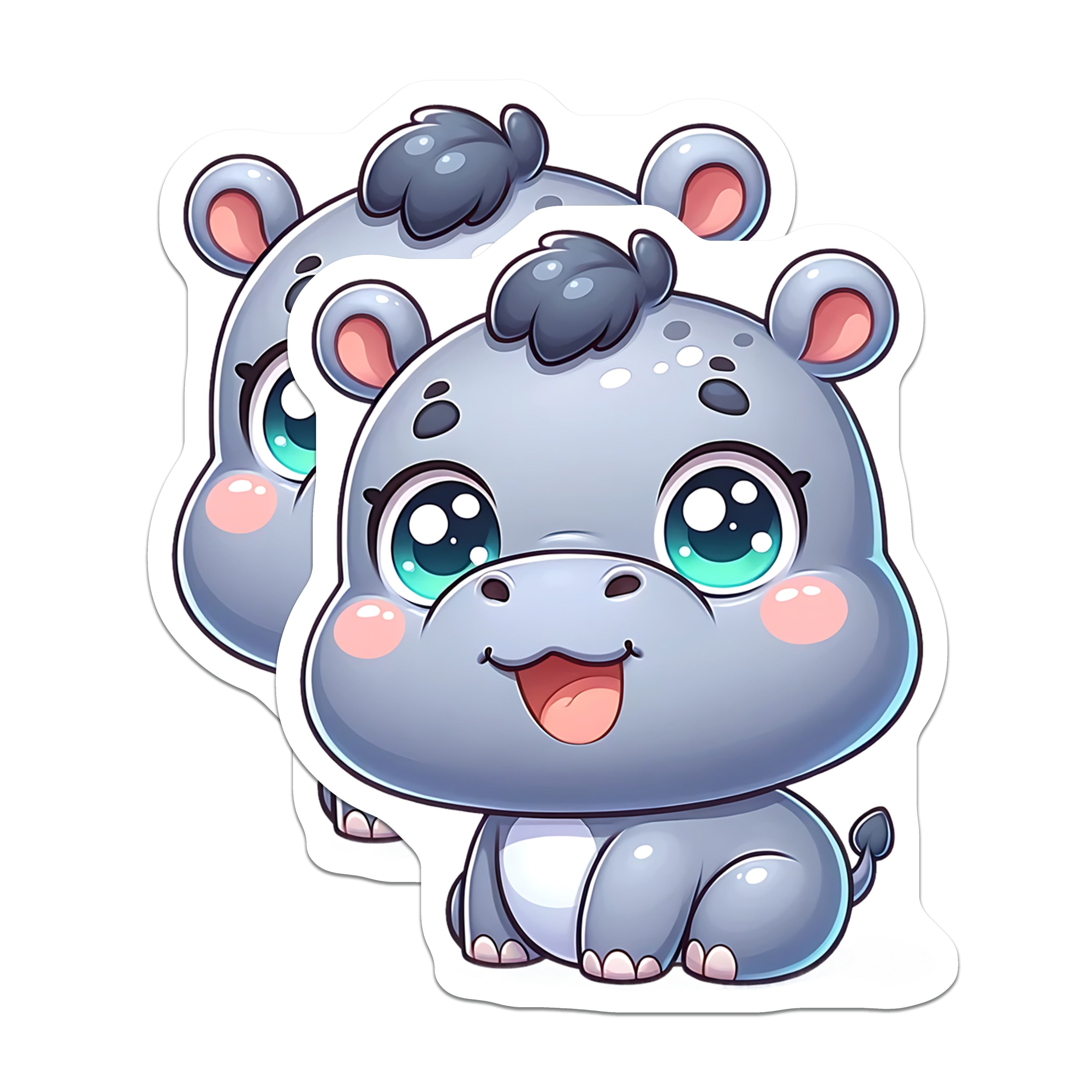 (2 Pack) Cute Baby Hippo Magnets - Kawaii Animal Fridge Decor - Nursery Locker Refrigerator Accessories - 5 Inches On Longest Side - Thick Durable Magnet - Made in USA - MAG38953