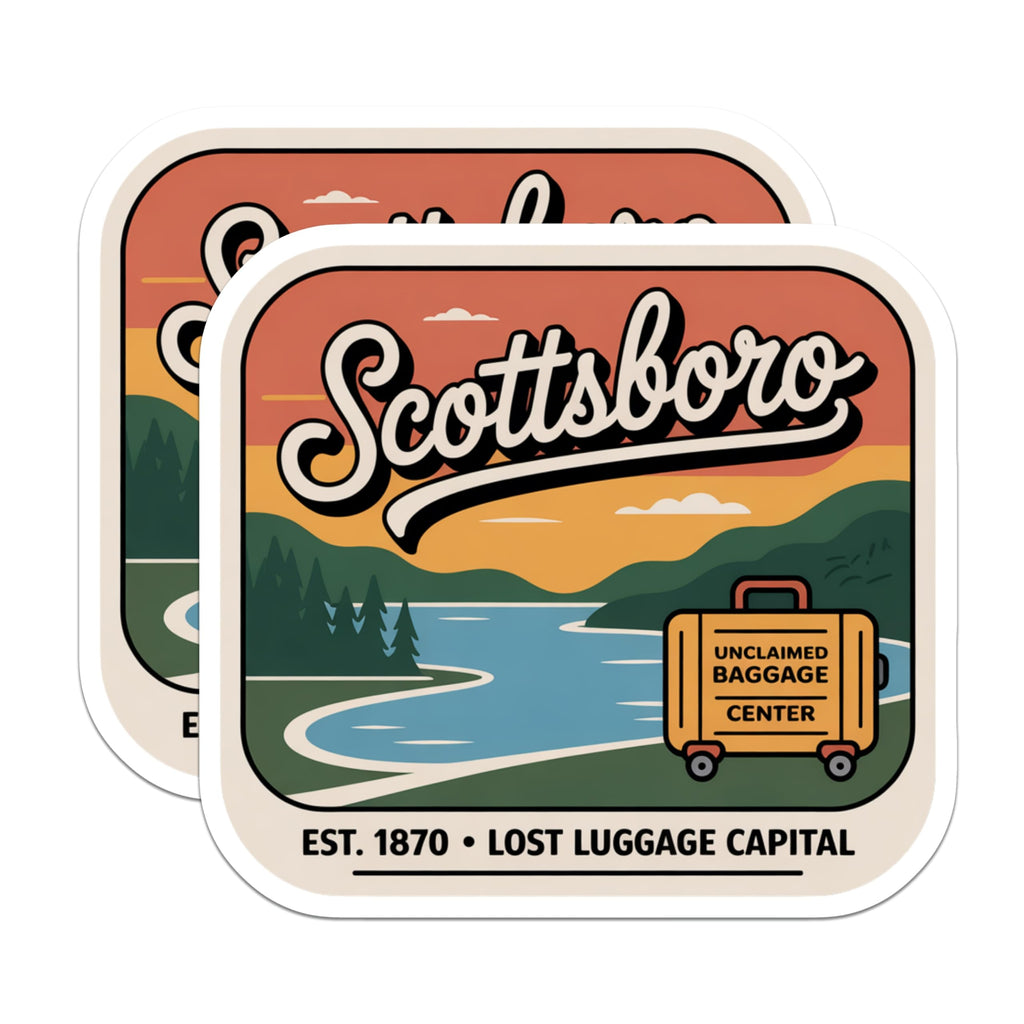(2 Pack) Scottsboro Magnets - Unclaimed Baggage Center - Lost Luggage Capital Souvenir - 5" On Longest Side - Premium Magnet - for Cars, Refrigerators, Toolboxes, Lockers - Made in USA - MAG17545