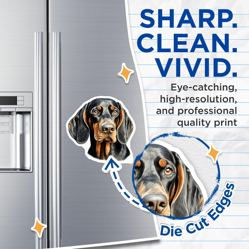 (2 Pack) Black Tan Coonhound Magnets - Hound Dog Lovers - Pet Owner Decor - 5 Inches On Longest Side - Thick Durable Magnet - Made in USA - MAG30525