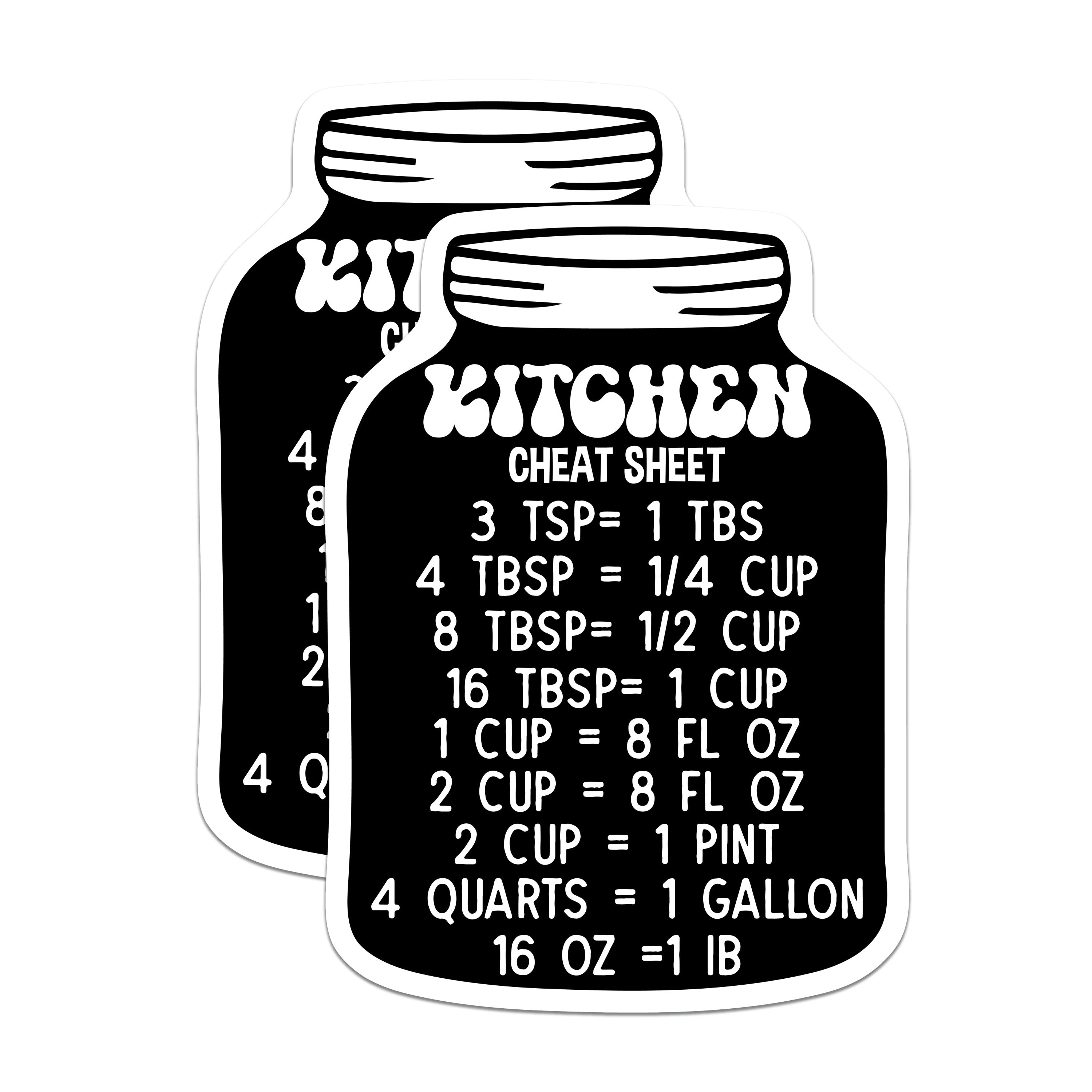 (2 Pack) Kitchen Conversion Magnets - Measurement Cheat Sheet - Baking Reference Tool - Home Cook Essentials - 5 Inches On Longest Side - Thick Durable Magnet - Made in USA - MAG38402