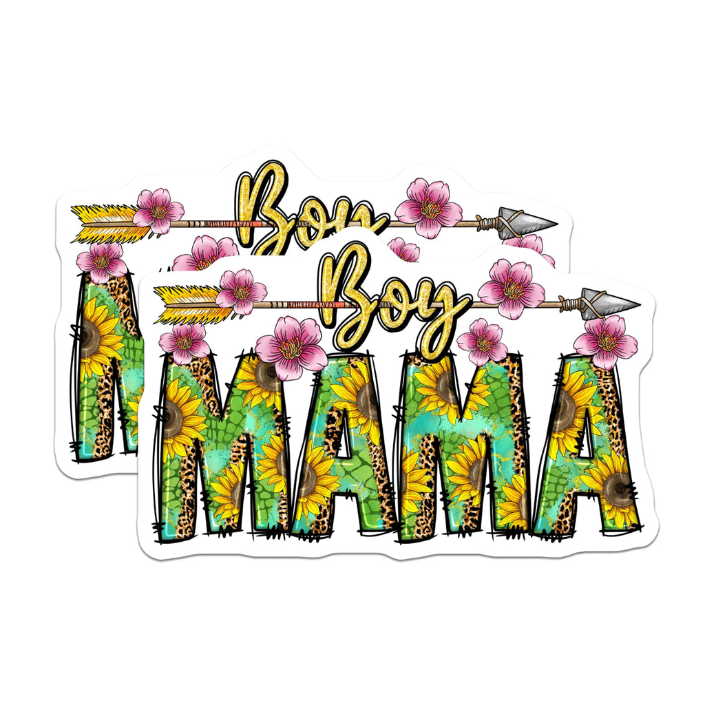 (2 Pack) Boy Mama Magnets - Sunflower Leopard Print - Bohemian Arrow Floral Decor - Mom of Boys Life - 5 Inches On Longest Side - Thick Durable Magnet - Made in USA - MAG23893