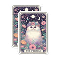 (2 Pack) Persian Cat Stickers - Floral Cat Art Stickers - Whimsical Moon Cat Stickers for Laptop and Water Bottle - 5" On Longest Side - Sticks to Smooth Flat Surfaces - Made in USA - BMCS5253