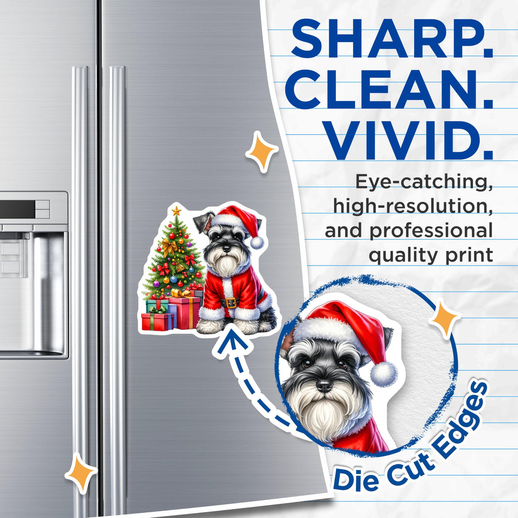 (2 Pack) Schnauzer Christmas Magnets - Santa Dog Holiday - Festive Pet Decor - 5 Inches On Longest Side - Thick Durable Magnet - Made in USA - MAG28701