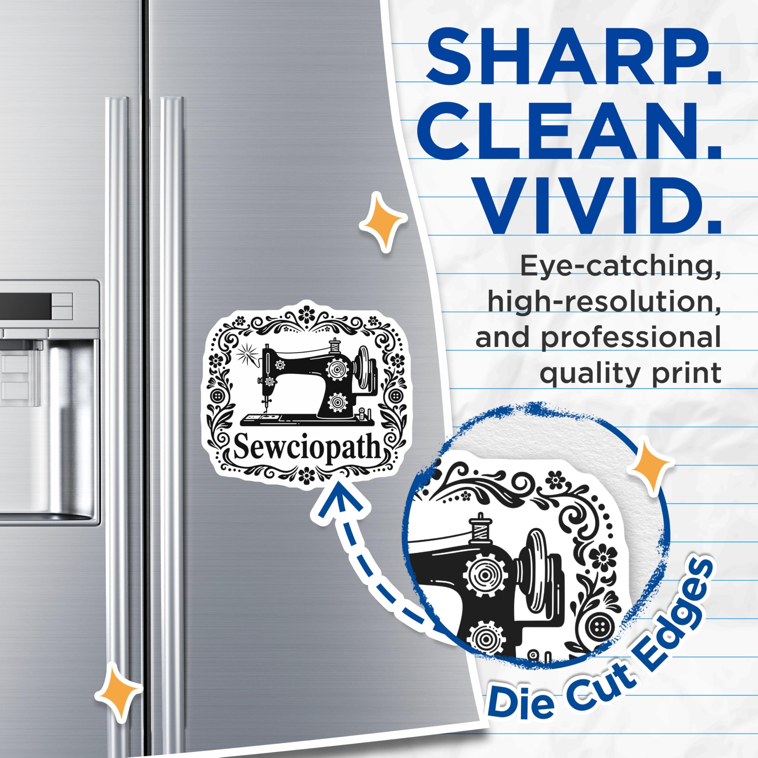 (2 Pack) Sewciopath Magnets - Sewing Lover - Craft Room Decor - 5" On Longest Side - Premium Magnet - for Cars, Refrigerators, Toolboxes, Lockers - Made in USA - MAG14290